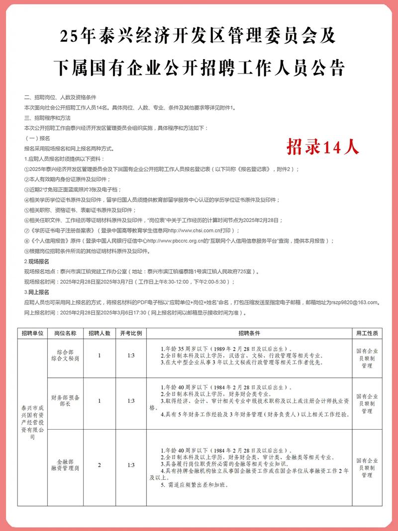 泰兴人才招聘有哪些岗位及要求？-图3